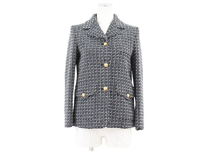 Gucci GG Jacquard Wool Blend Jacket Blue