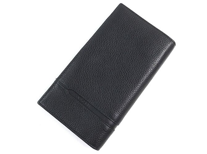 Bulgari BVLGARI OCTO Logo embossed leather long wallet Black