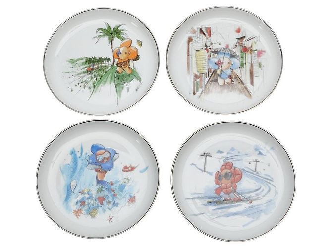 Louis Vuitton Vivienne Ceramic Plate Set White