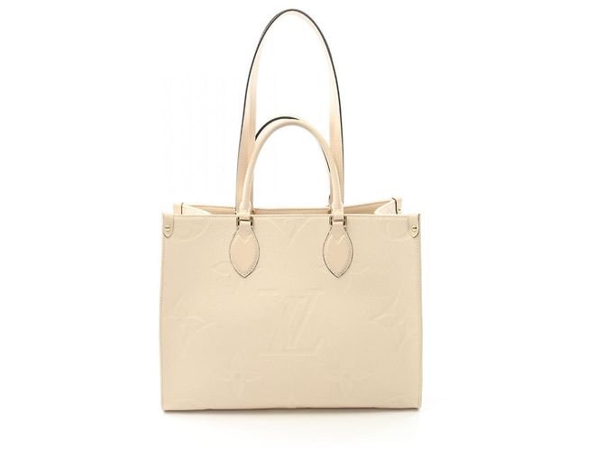 Louis Vuitton OnTheGo MM Monogram Empreinte Leder Tote Bag Weiß Roh
