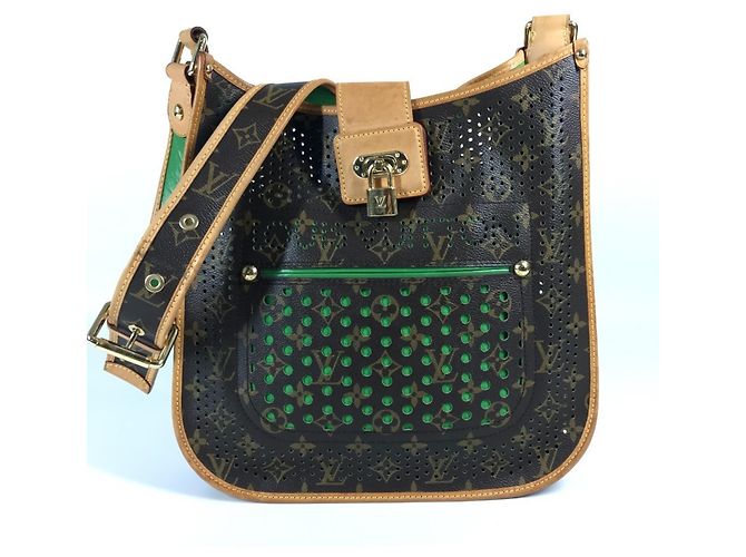 Borsa a Spalla Musette Perforata Monogram Louis Vuitton Marrone Verde