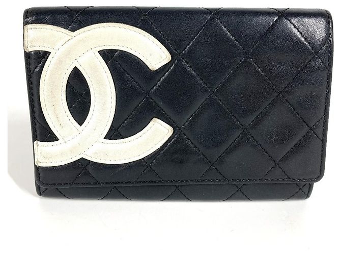 Cartera de cuero Chanel Cambon CC Negro Blanco