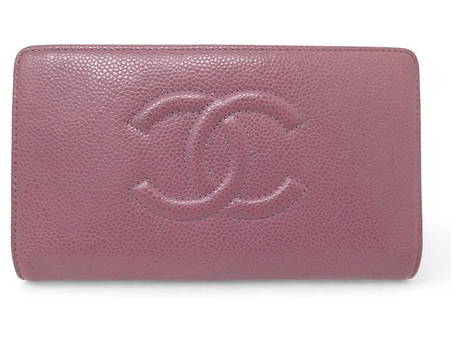 CHANEL CC LOGO KAURIERLEDER GELDBÖRSE ROSA Pink