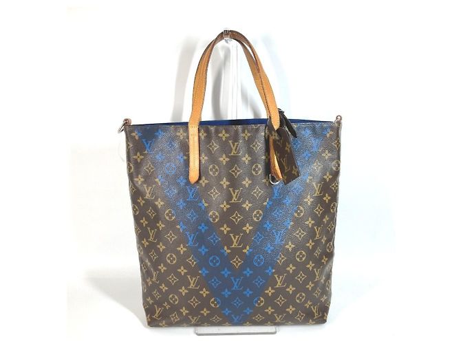 Louis Vuitton Monogram V-Line Cabas NS Tote Bag Braun Blau Monogramm