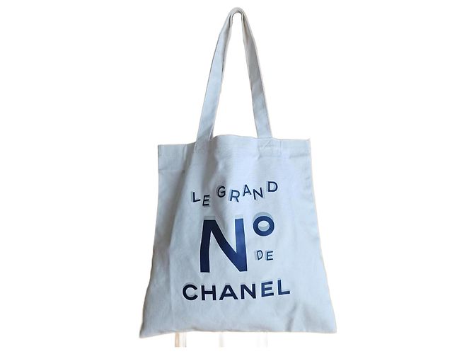 Bolsa tote Chanel de lona de algodão branca Branco