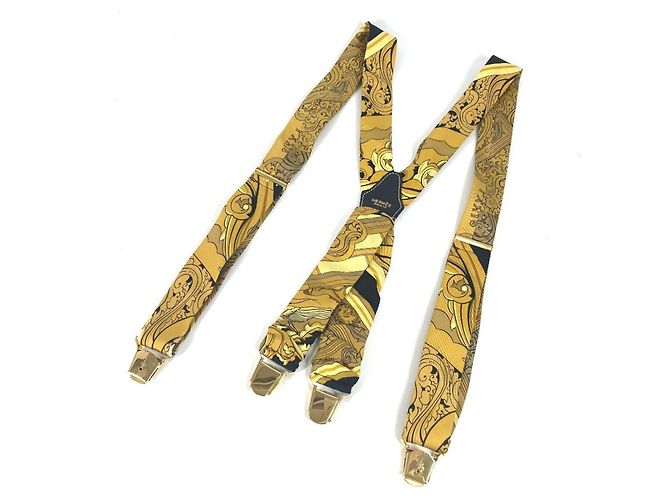 Suspensórios de seda com estampa total Hermès Amarelo