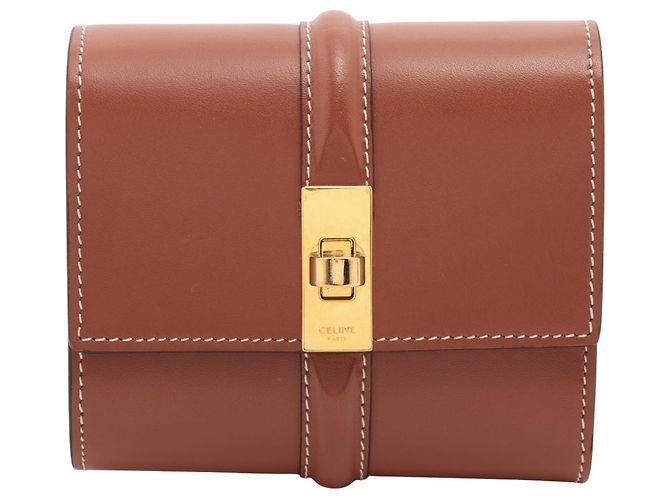 Céline Celine 16 Trifold Leather Small Brown