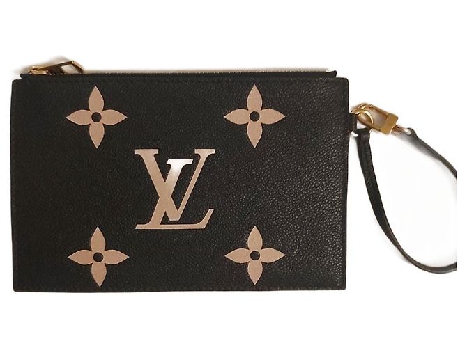 Louis Vuitton Neverfull Black and Beige Leather Purse