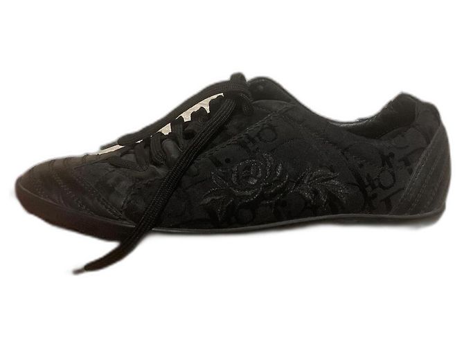 Dior Sneakers Black Cloth Embroidery Pattern 38
