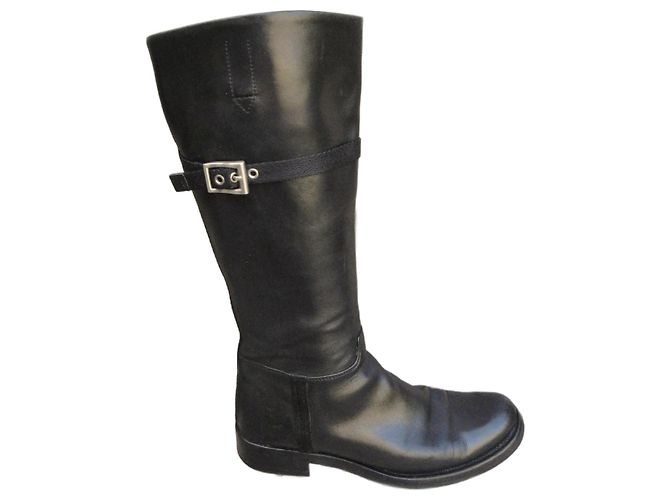 Prada Black Leather Boots 36.5 IT
