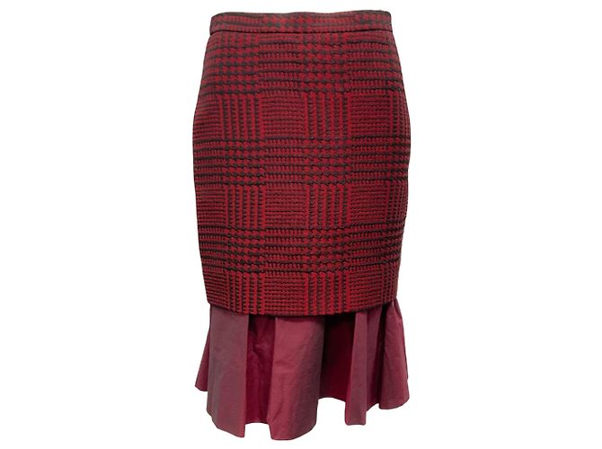 Falda acampanada de jacquard de pata de gallo roja / burdeos Moschino Cheap and Chic
