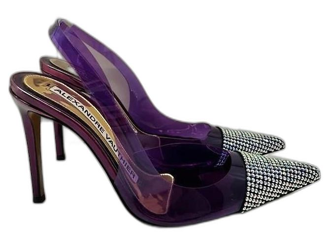 Alexandre Vauthier Amber Ghost Leather Crystal Pumps Purple