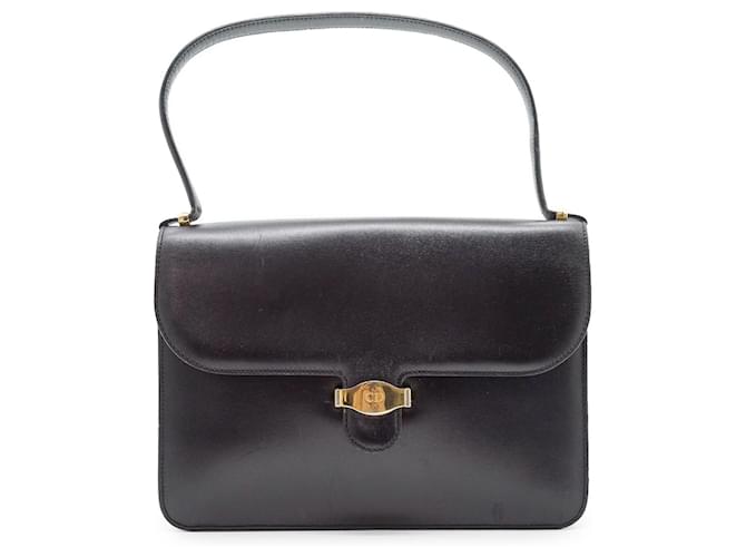 Dior Vintage CD Box Top Handle Bag Black Leather  ref.2553843