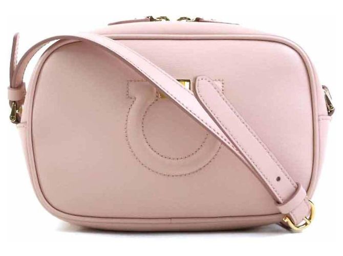 Bolsa de Ombro de Couro Gancini da Salvatore Ferragamo Rosa