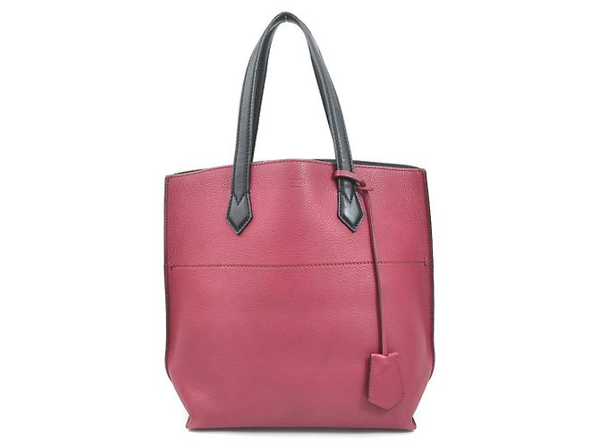 Fendi Leather Tote Bag Black Dark red