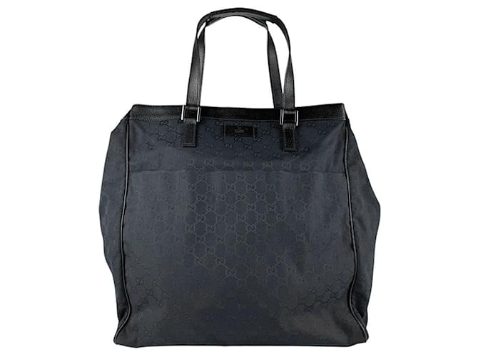 Gucci GG Canvas Leather Handbag Black Cloth  ref.2554077