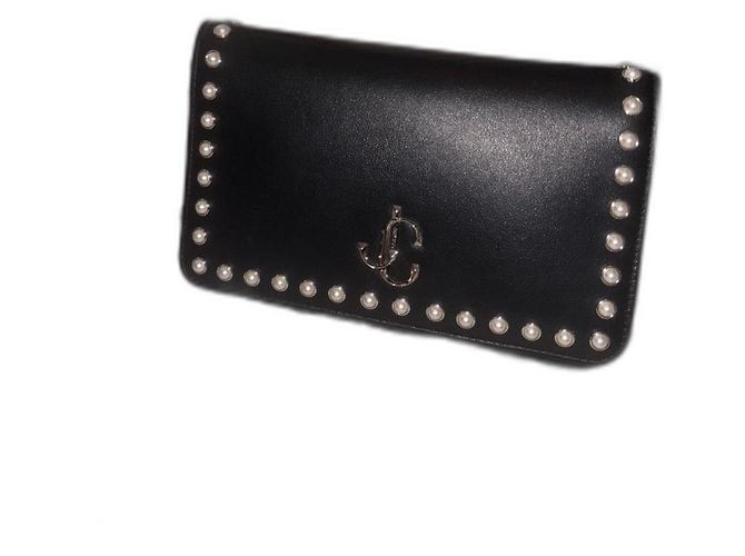 Jimmy Choo WALLET/CHAIN | U OSPA | 230 BLACK/WHITE Silvery