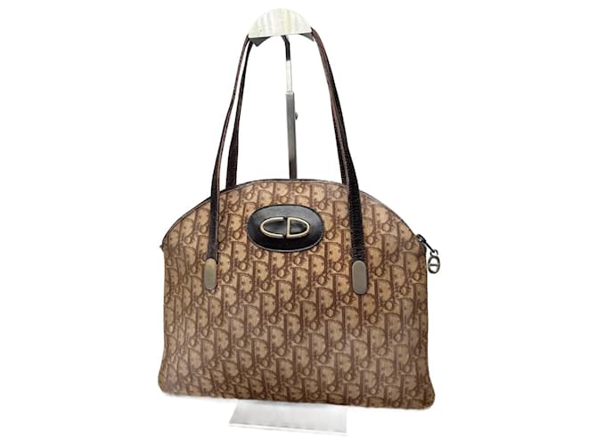 Vintage Dior Oblique Monogram Bag Brown Leather  ref.2554131