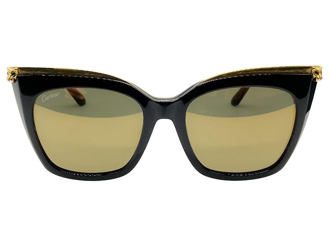 Gafas de sol redondas Panthère Light 55MM Negro / Oro de Cartier