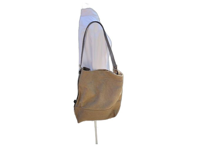 Sublime sac tote Lemaire em algodão e couro bege, novo