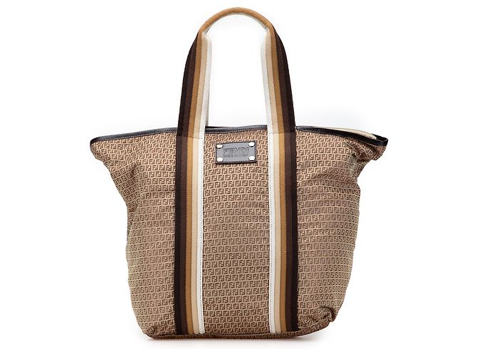 Fendi Braune Micro Zucchino Nylon Tasche Hellbraun