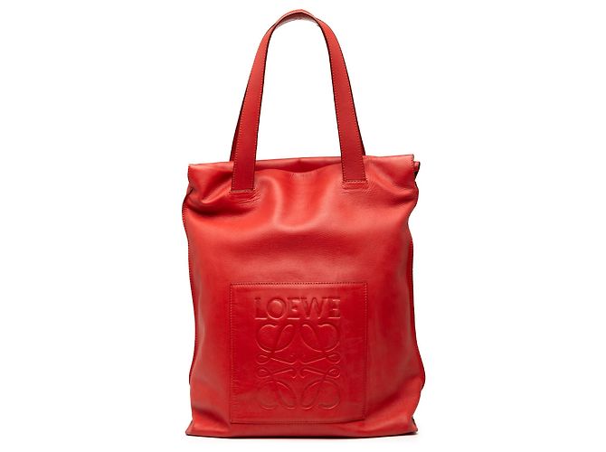 LOEWE Sac fourre-tout Anagram en cuir rouge