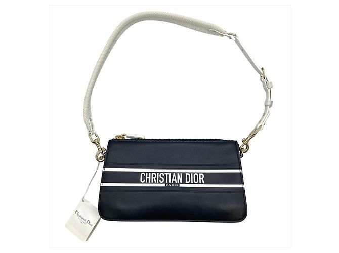 Christian Dior Vibe Shoulder Bag in Navy Calfskin Navy blue