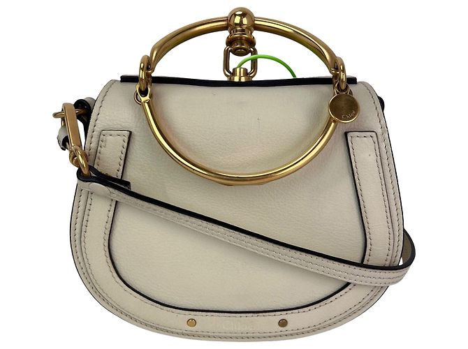 Chloé Bolsa de pulso cruzada em couro bege Chloe Nile Small Branco