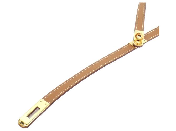 Colar Kelly Swift da Hermès Dourado Metálico Couro