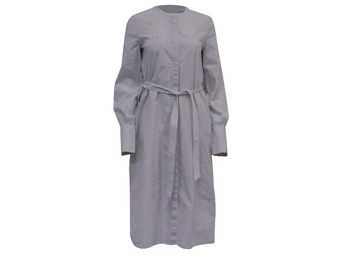 Abito camicia a righe con cintura Theory in cotone grigio