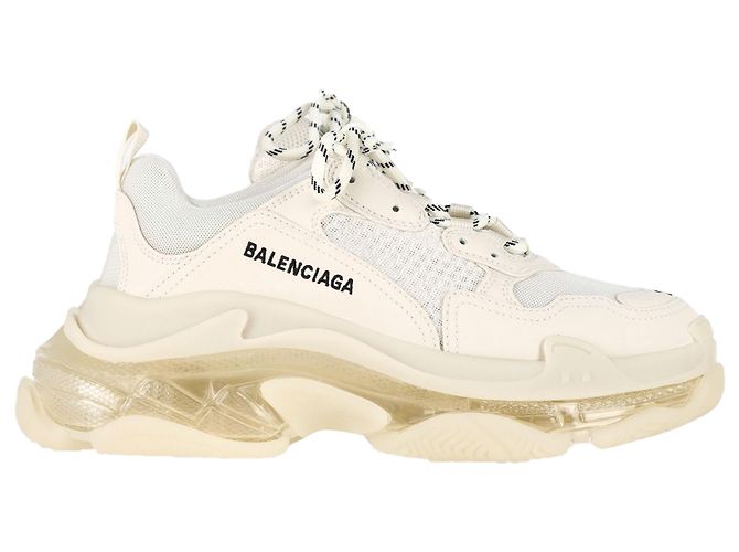 Everyday Balenciaga Triple S Sneakers mit transparenter Sohle aus cremefarbenem Polyester