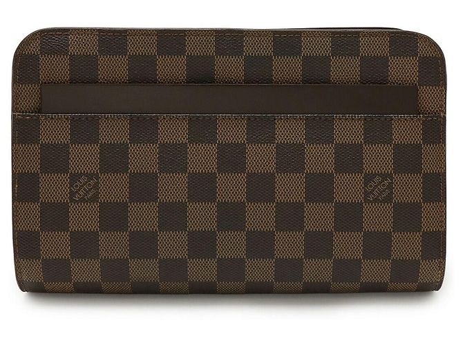 Bolso Clutch de Lona Damier Louis Vuitton Castaño