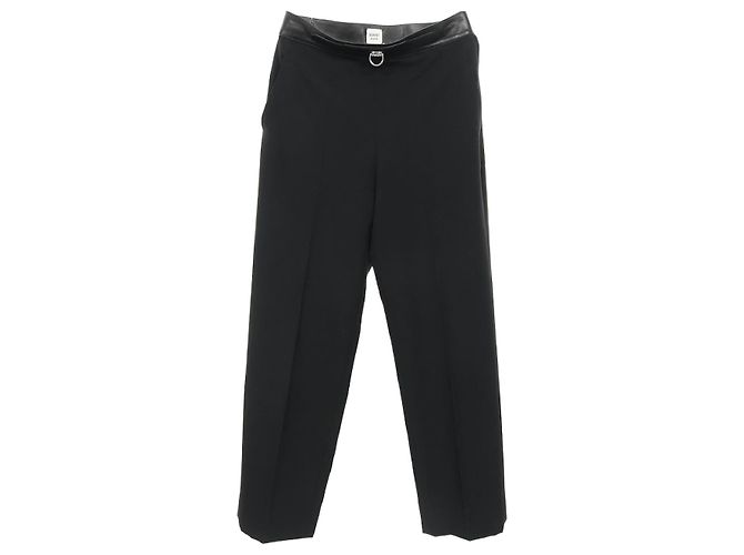 Hermès Hermes Wool Lamb Leather Pants Black