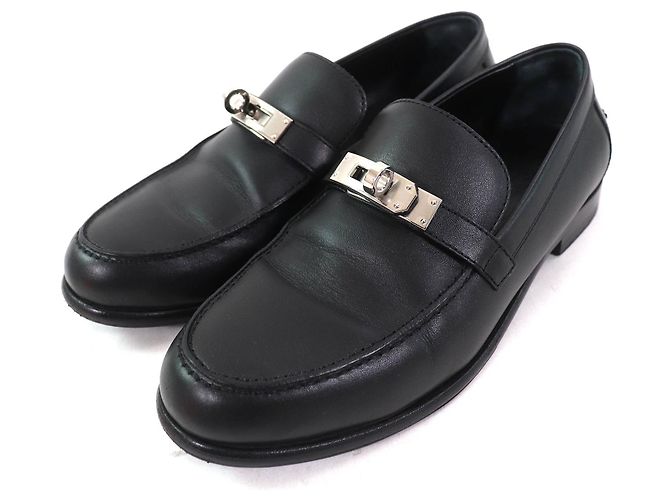 Mocassins de couro com fivela Kelly Destin da Hermès Preto