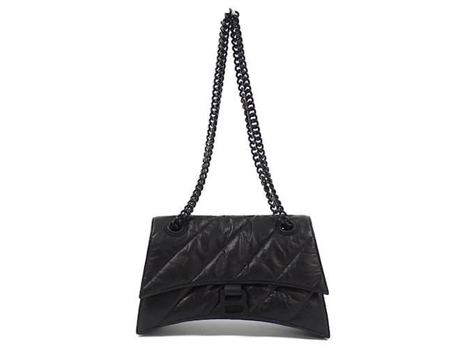 Balenciaga Crush Small Chain Bag Leather Shoulder Bag Black  ref.2556495