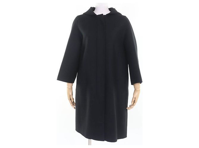 Christian Dior Wool Hooded Coat Black