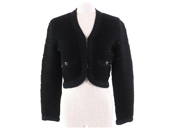 Cárdigan de algodón con botón COCO de Chanel Negro