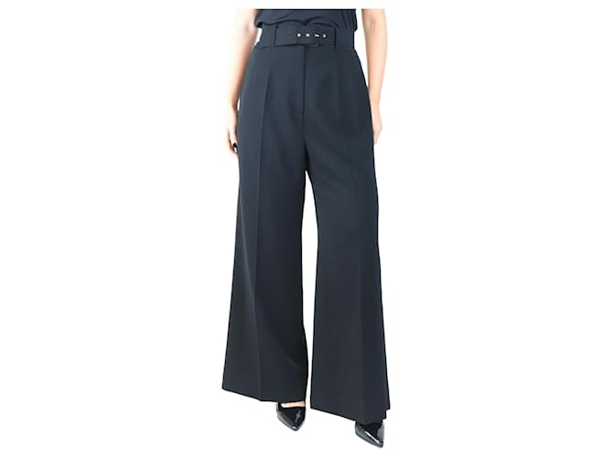 Autre Marque Black belted crepe trousers - size UK 16 Polyester  ref.2556962