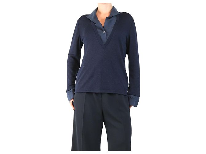 Giorgio Armani Navy Wickelpullover - Größe UK 12 Marineblau