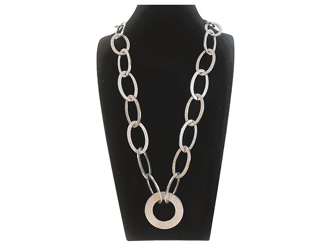 Magnífica collar de acero plateado DOLCE & GABBANA colección "Stone" Plata