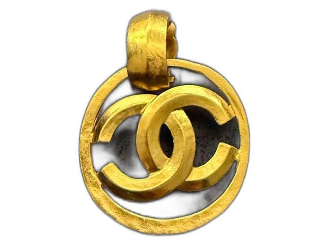 Chanel Mono Hoop Earrings Gold Metal Golden