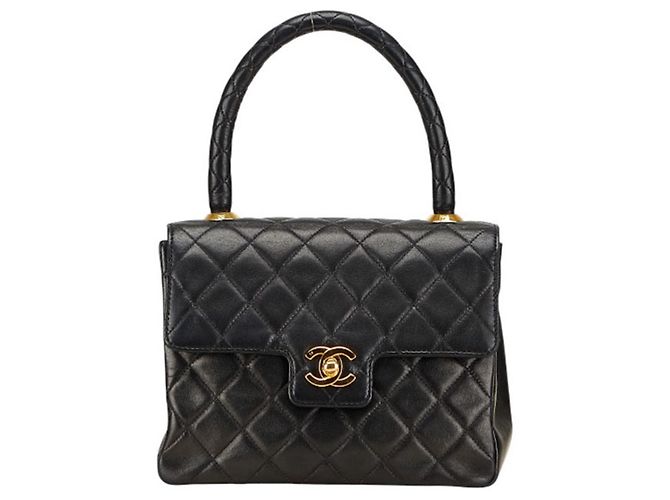 Timeless Bolsa de mão Chanel Matelassé Coco Mark Preto