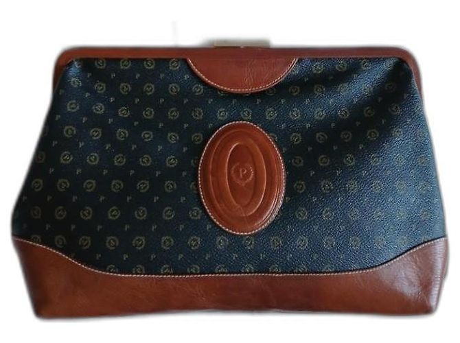 Pochette Maxi Pollini Marrone e Nero in Pelle Logo