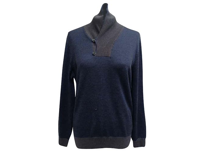 Alexander McQueen Strickjacke mit Schalkragen aus marineblauer Wolle