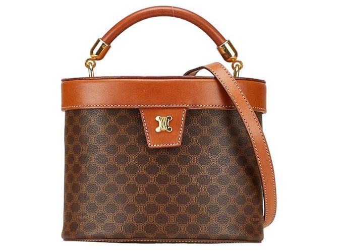 Céline Bolsa Vanity Macadam Celine Marrom