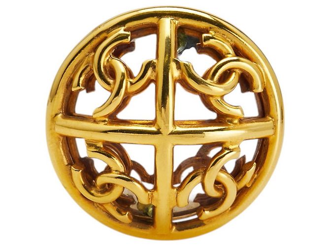 Timeless Spilla rotonda a specchio Coco Mark vintage di Chanel D'oro