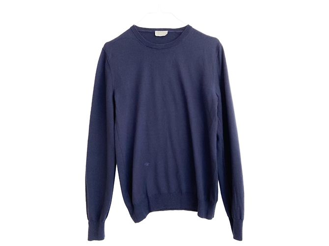 Dior Navy Blue Wool Pullover with Bee Embroidery