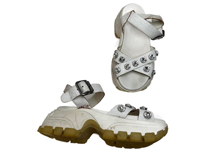 Vintage Miu Miu Leather Sandals / Sneaker White 37