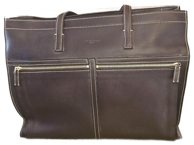 Bolso de cuero Just Campagne Paris Marrón Oscuro