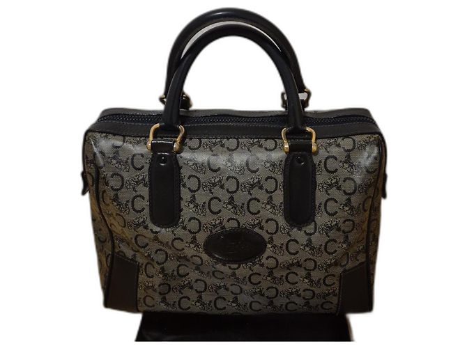 Bolsa Boston Céline Diffusion bege e preta de couro Preto